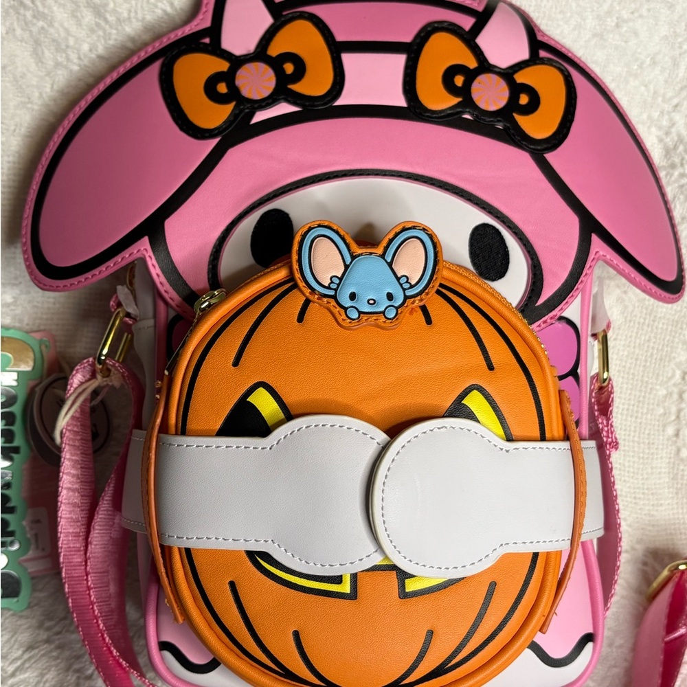 Loungefly Sanrio My Melody Faux Leather Crossbody Bag Pink Orange Halloween